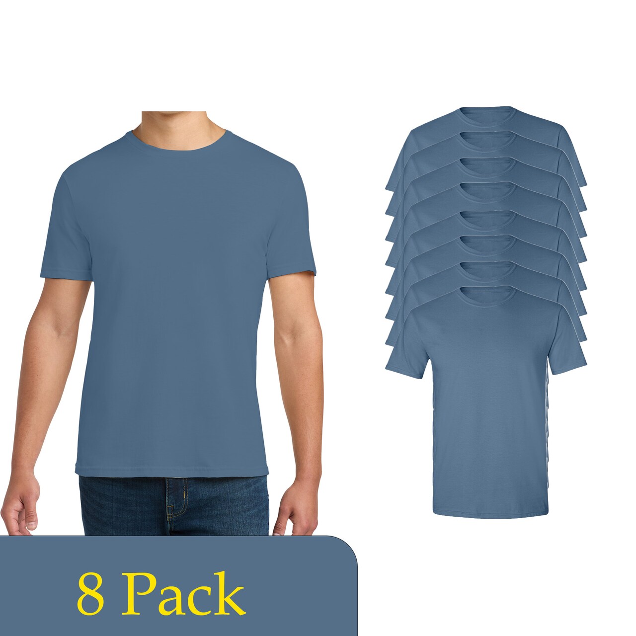 Gildan Men's Softstyle Bulk T-Shirt Pack for Custom Printing & Crafting, Indigo Blue (2-14 Pack)